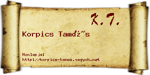 Korpics Tamás névjegykártya